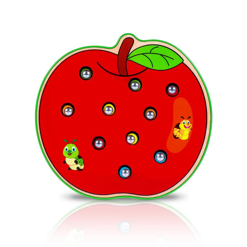STOBOK 1 Set Apple Shaped Funny Wooden Magnetic Toy for Toddlers