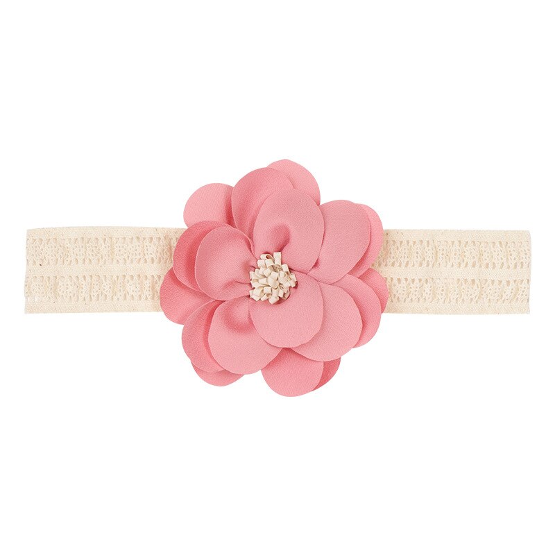 1 Pieces Baby Girl headbands Infant Hair Accessories Newborn Tiara Headwrap Toddlers Bandage Ribbon Flower Headwear: Pink