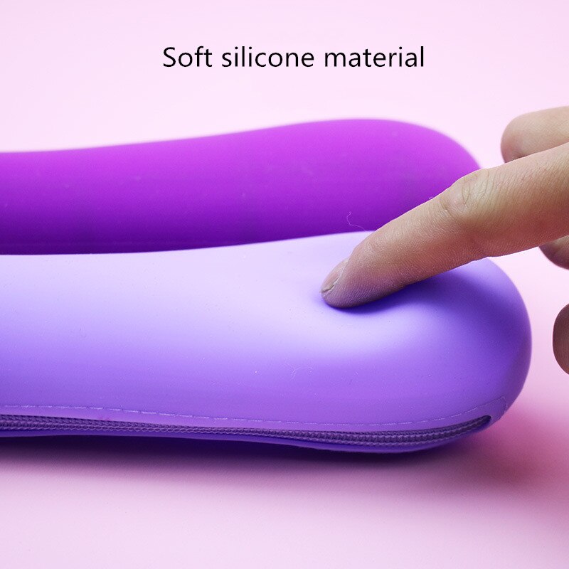 Eggplant Bean Pod Shaped Pen Case Silicone Pencil Bag Students Pencil Bag Primary Secondary School Stationery Kawaii Pencil Case