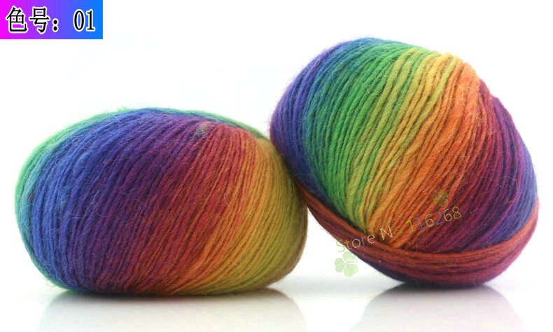 6 Stuks * 50G 100% Australische Wol Regenboog Garen Voor Breien Hand Geweven Lijn Knit Hand Gehaakte breien Regenboog T50: 01