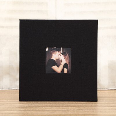 16 inch 20 page linen self-adhesive photo album diy antique wedding photo scrapbook album memory classic photo album: black