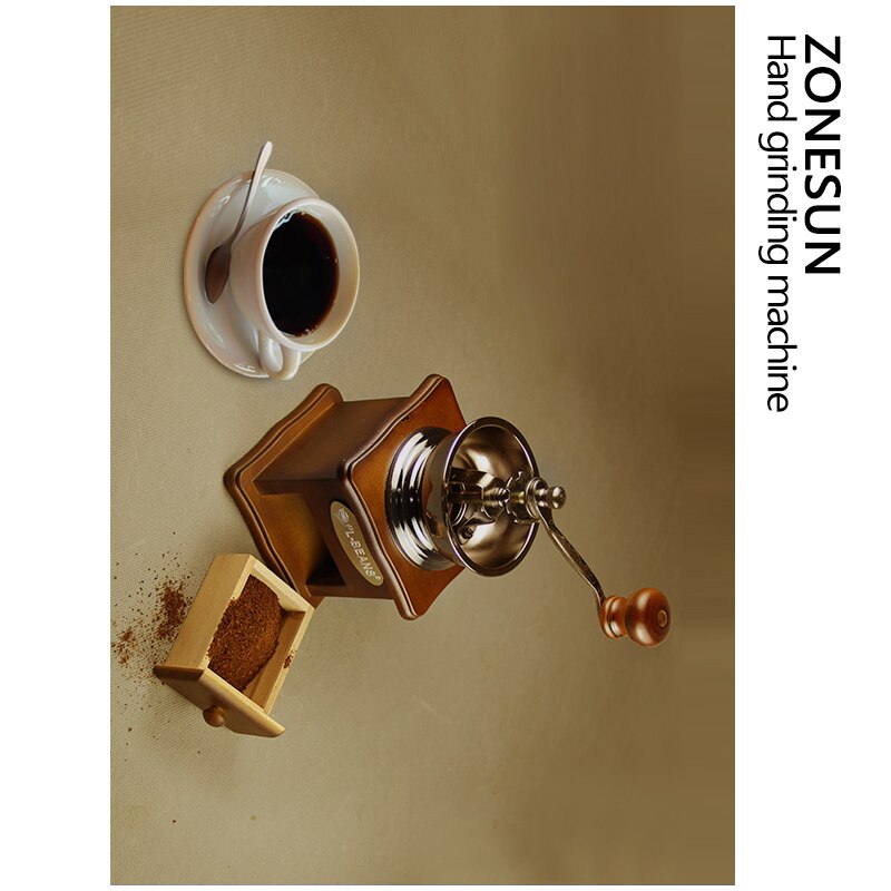 Zonesun Hand Koffiemolen Rvs Conische Thuis Espresso Drip Koffie Handmatige Koffieboon Met Lade