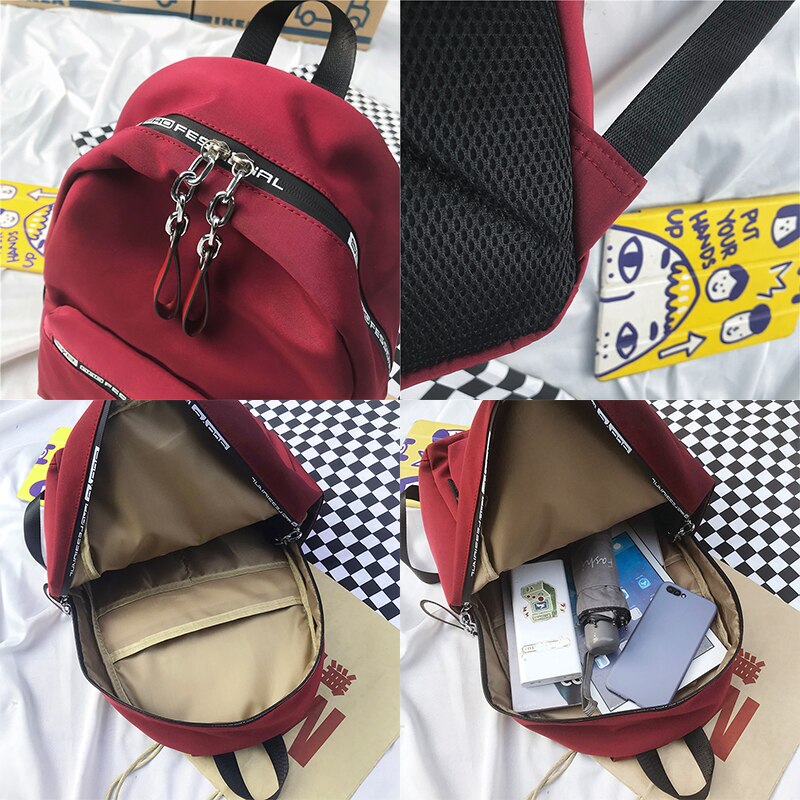 Female Backpack Women Chain Cute Harajuku School Backpacks for Teens Girl Waterproof Nylon Luxury Ladies Kawaii Bag Book