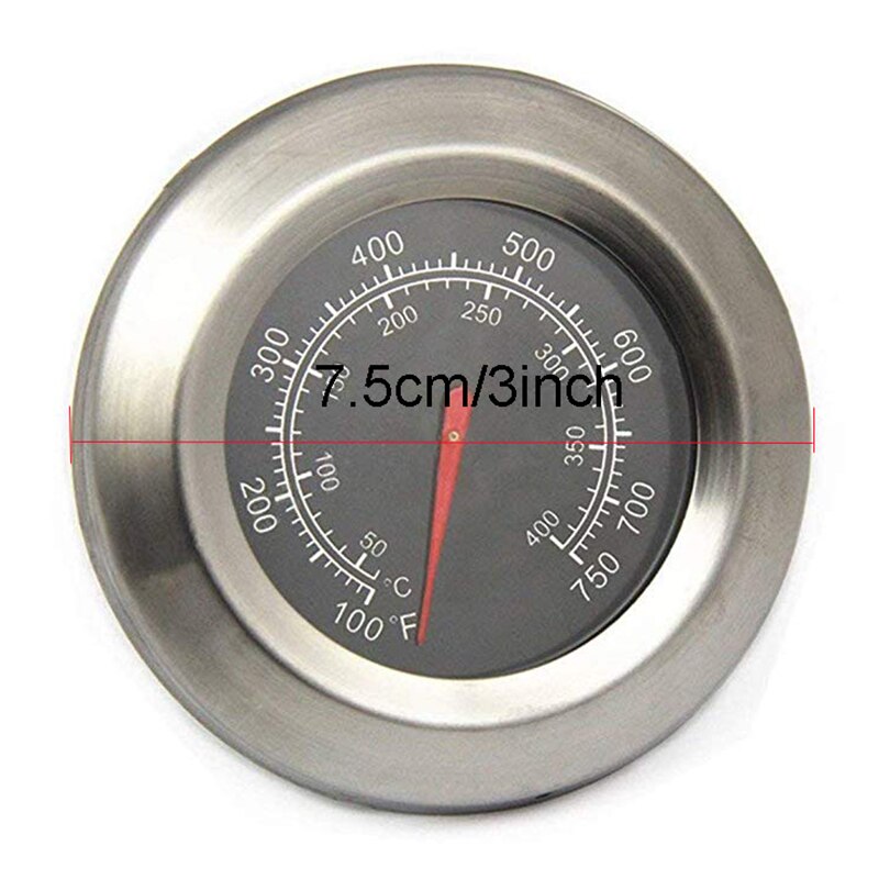 BBQ Thermometer Gauge Charcoal Grill Pit Smoker Temp Gauge Grill Pit Thermometer with Fahrenheit and Heat Indicator for Barbecue