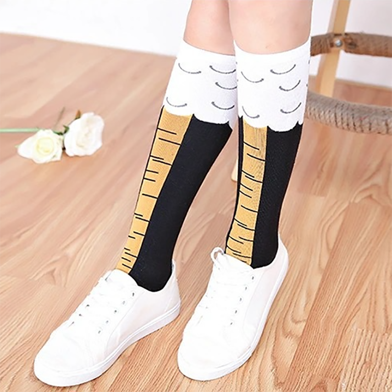 Huhn Pfoten Fuß Socken Frauen lang Socken Bein Wärmer komisch Karikatur Baumwolle Huhn Bein Klaue 3D drucken über Knie Socken Strümpfe