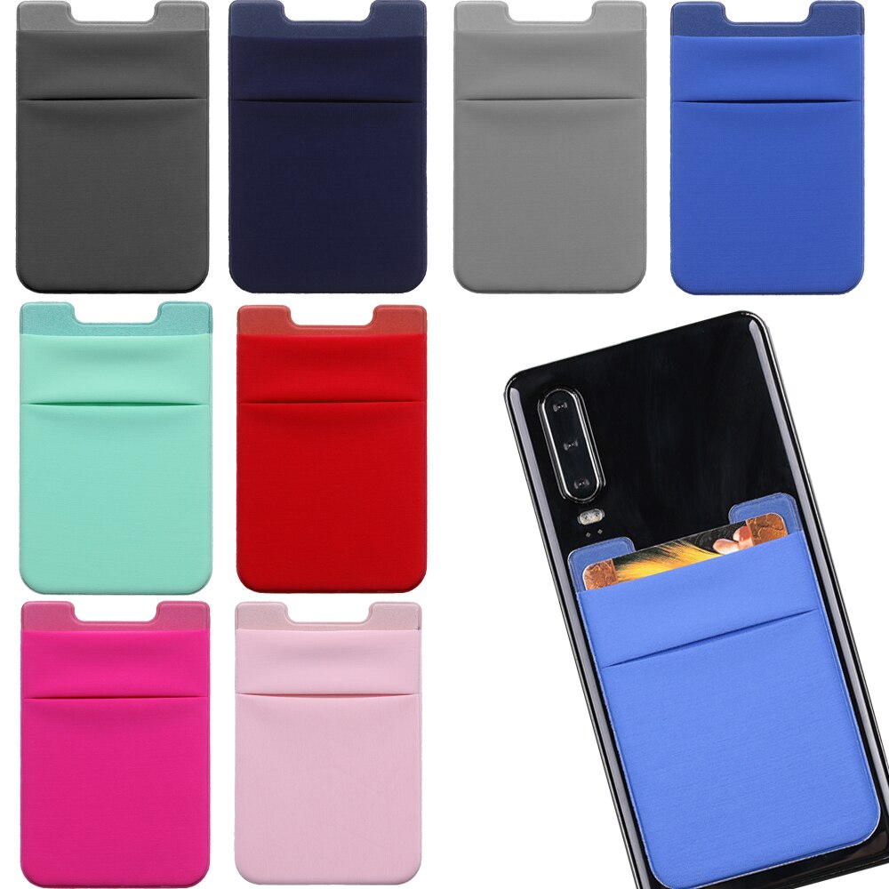 Adhesive Sticker Phone Pocket Cell Phone Stick On Card Wallet Stretchy Credit Cards ID Card Holder Pouch Sleeve