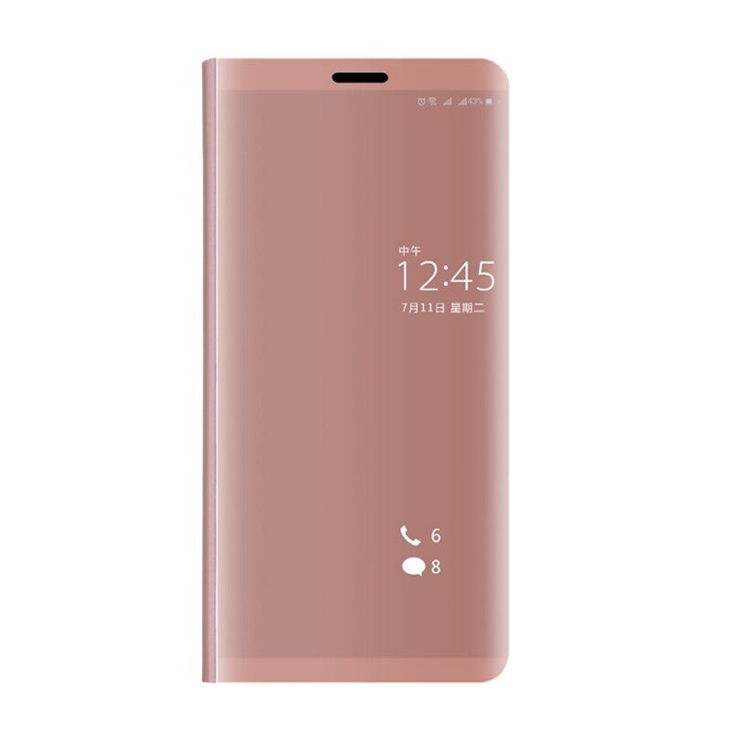 Mirror Phone Case For xaiomi redmi note 8t Smart view Flip Stand cover on xiomi redmi note 8 pro case redmi 8a 8 T note8t coque: redmi note 8 pro / Rose gold