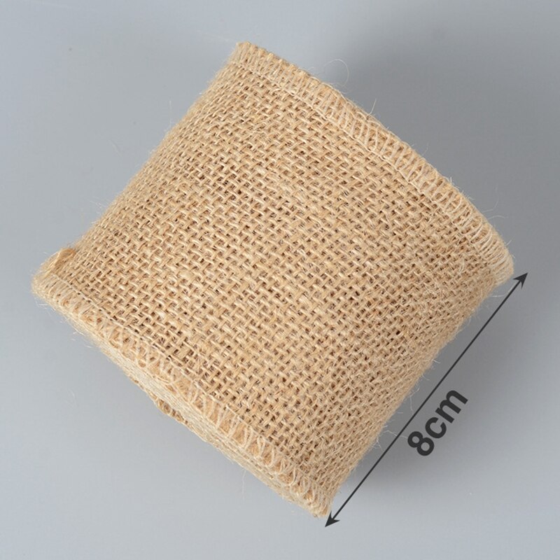 2Yard/Roll Natuurlijke Jute Jute Lint Voor Ambachten Diy Hennep Lint Kant Materiaal Wedding Party Decoratieve Kerst Cadeau wikkelen: width 8cm