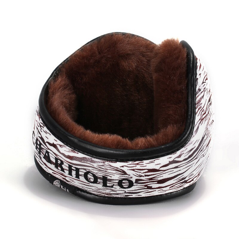 Orejas invierno Earmuffs Inverno para Homens Dobrável Estilo Britânico Da Manta De Pelúcia Aquecedores de Orelha Muff Da Orelha Earcap Couro PU Ajustável Bac