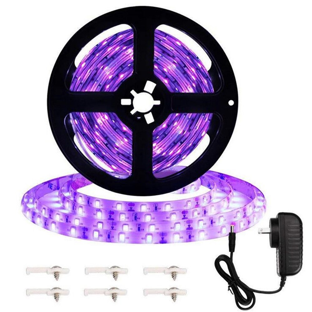UV Light Strip Waterproof Led Strip Lights 16.4ft 300LED Rope Lights 12V Flexible Black Lights UV Strip Lights Ultraviolet Light