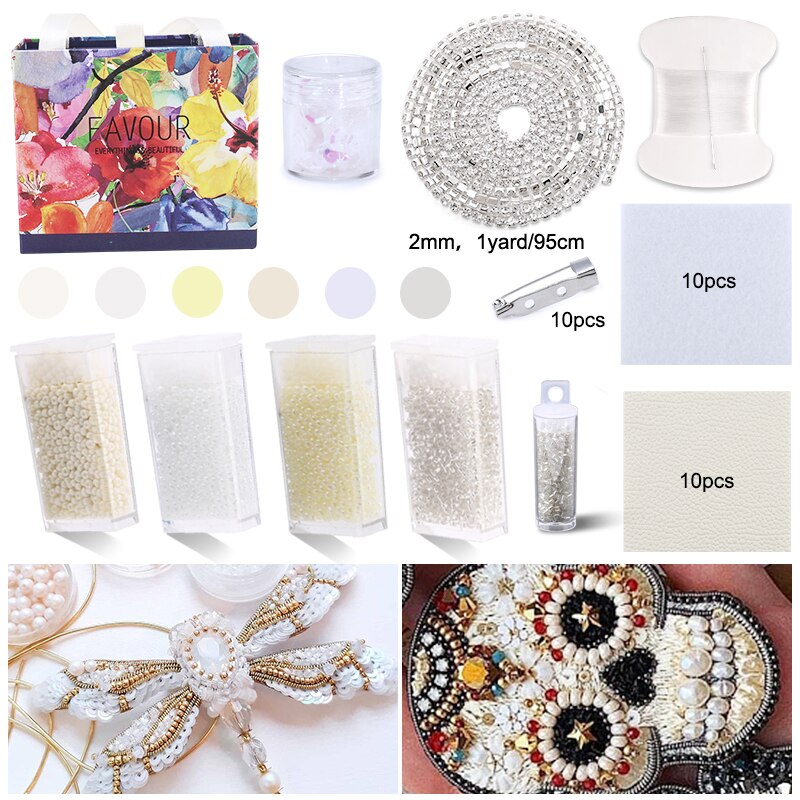 Glass Seed Bead Embroidery Kits Beads For Needlework Brooch Buckle Claw  Chain Sewing Embroidery Kit For
