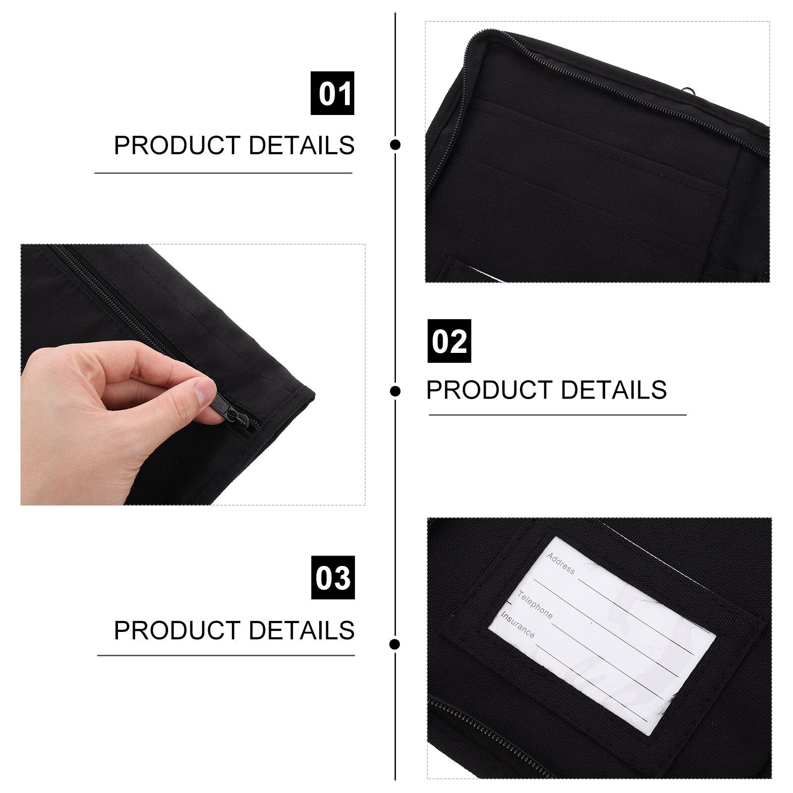 Zipper Document Filing Folder Oxford Cloth Car Modification Oxford Cloth Document Folder Pouch School Car Fixation File Pouch