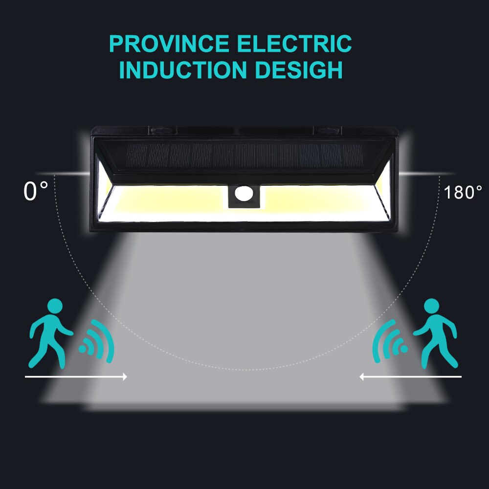 COB 180 led solar lamp outdoor waterproof PIR Motion Sensor Street Lamp for Garden Decoration Solar Light