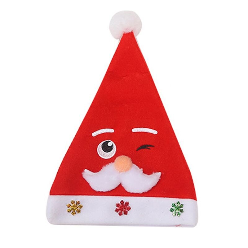 Enfants noël pompon chapeau brodé barbe blanche père noël lunettes Carto 2XPC: C Blink Eyes