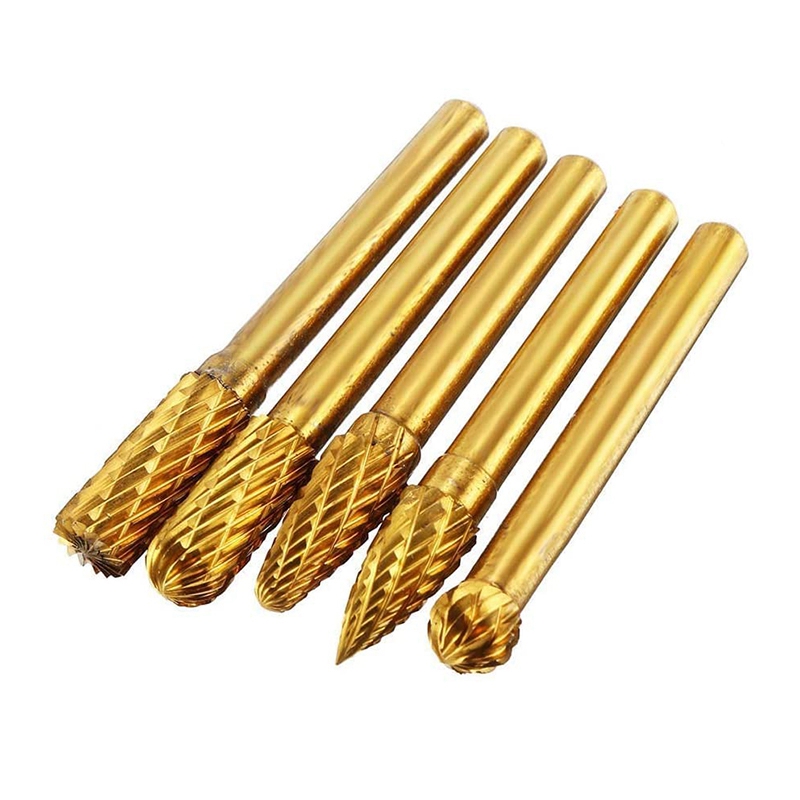 5-Piece Diamond Burr Bits Set For Rotary Tools - 1/4 Shank Tungsten Carbide Rotary Files For Carving, Grinding & Engraving