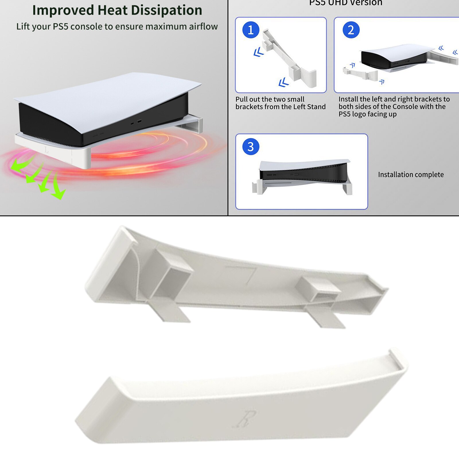 [2 Stuks] Horizontale Display Stand Met Warmteafvoer Stabiele Ruimtebesparend Base Opslag Rack Voor PS5 Uhd Versie