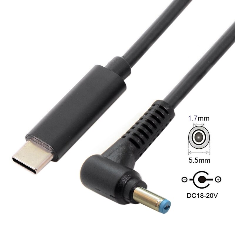 Entrada de USB-C tipo C para rectángulo 5,5x1,7mm Cable de carga PD para portátil Acer