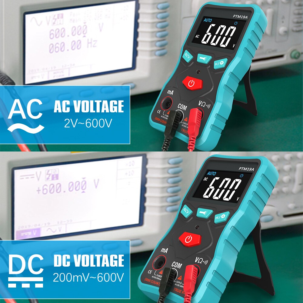 Protmex PTM19A Digitale Smart Multimeter, LCD Display True-RMS Multitester AC DV Spannung Strom Widerstand Tester