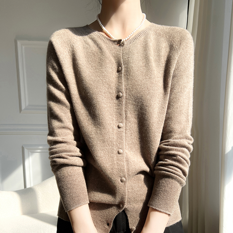 WinvyNee Roupas femininas de lã merino cardigans pretos suéter sólido casual quente agasalhos de malha tops outono jumpers B 1263018 Um