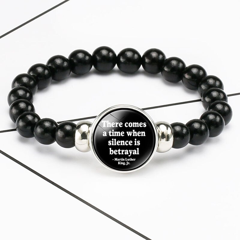 Black Lives Matter Beaded Bracelet George Floyd Protest Glass Dome Snap Buttons Charms Bracelets Jewelry: 10