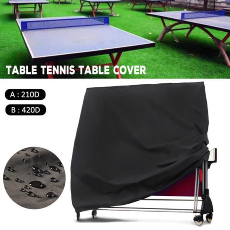 Waterdichte zwarte tafeltennis-/pingpongtafelhoes, stofdicht, maat 165 x 70 x 185cm