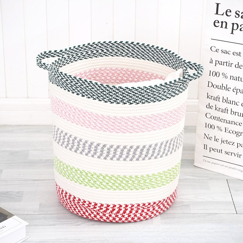 Kleurrijke Glanzende Katoen Touw Mand Regenboog Glitter Textuur Grote Capaciteit Speelgoed Opslag Organizer Gift Manden Kleding Wasmand Vakantie Ornament Opslag Bin