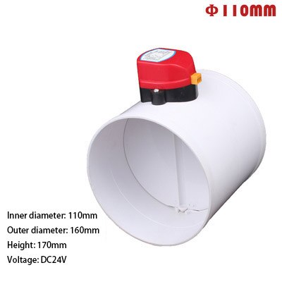 PVC Dämpfer Luft Ventil AC220V DC12V 24V Motorisierte Überprüfen Ventil für 3/4/5/6/8 zoll Rohr 80/100/125/150/200mm: DC24V OD110MM