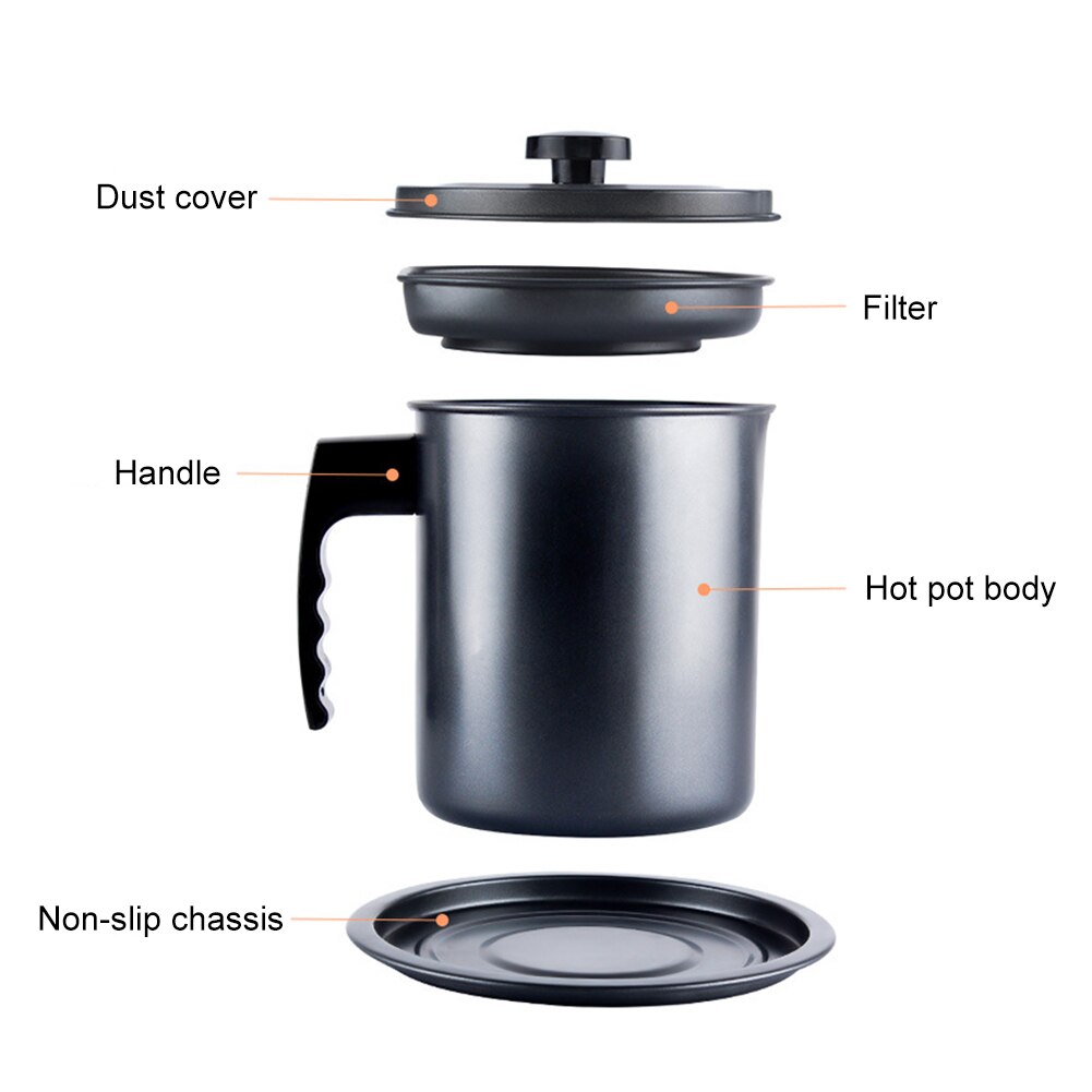 Bidon étanche 1,3l | Outil de cuisine, bouilloire séparateur de cuisson, poêle multifonction avec filtre stockage d'huile
