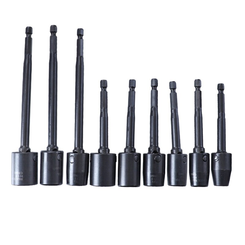 Wobble Socket Adapters 360 Degree Rotatable Universal Joint Swivel Socket Set Cr-V Steel H8/H10/H12/H13/H14/H17 Durable