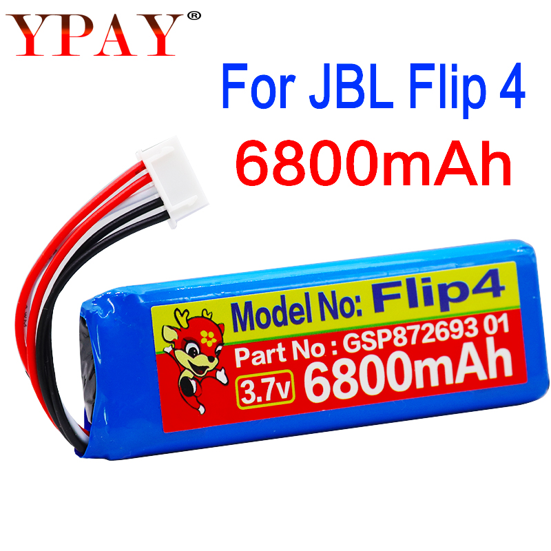 Batterij Voor Jbl Flip 3 & 4 Speler Flip3 Flip4 Li Polymer Oplaadbare Accumulator Pack Vervanging 3.7V 6800mah GSP872693 & 01