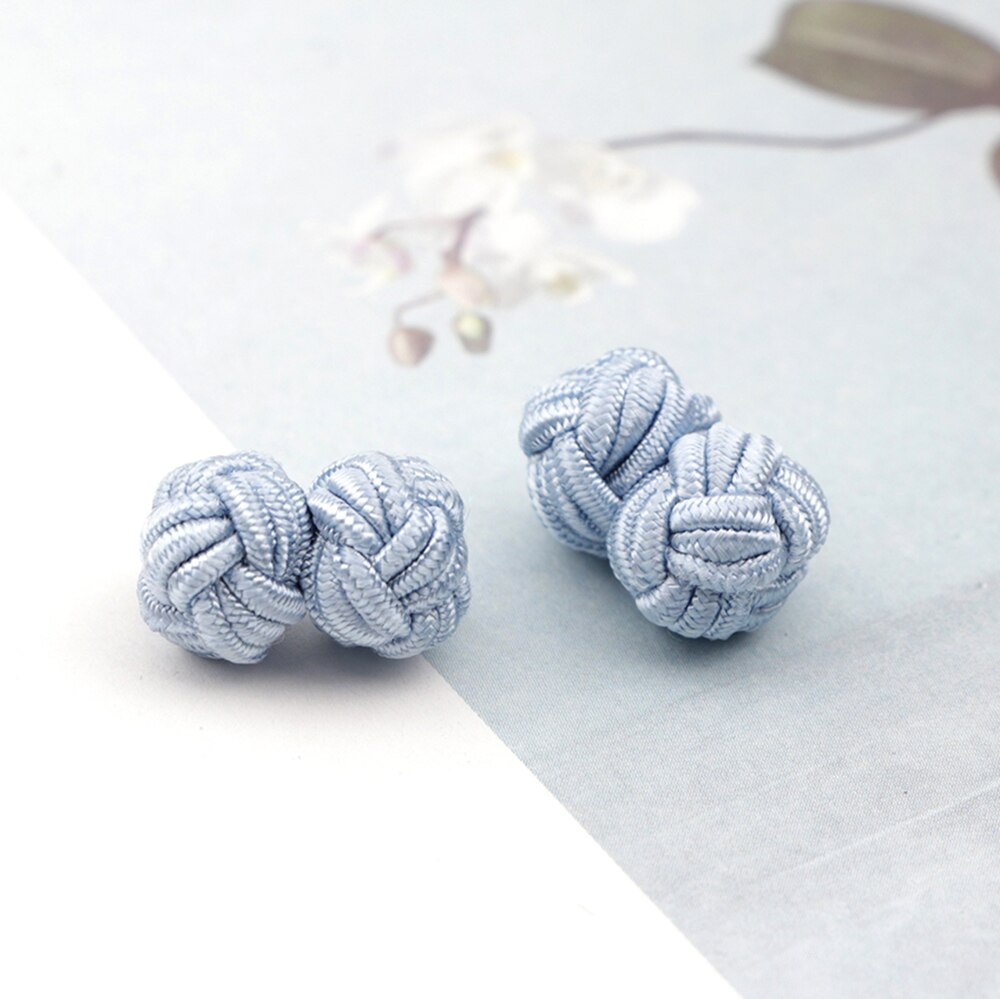 Kleurrijke Dubbele Touw Bal Knoop Manchetknopen Effen Kleuren Gevlochten Handgemaakte Elastische Upscale Mannen Klassieke Manchetknopen Voor Mannen: 15