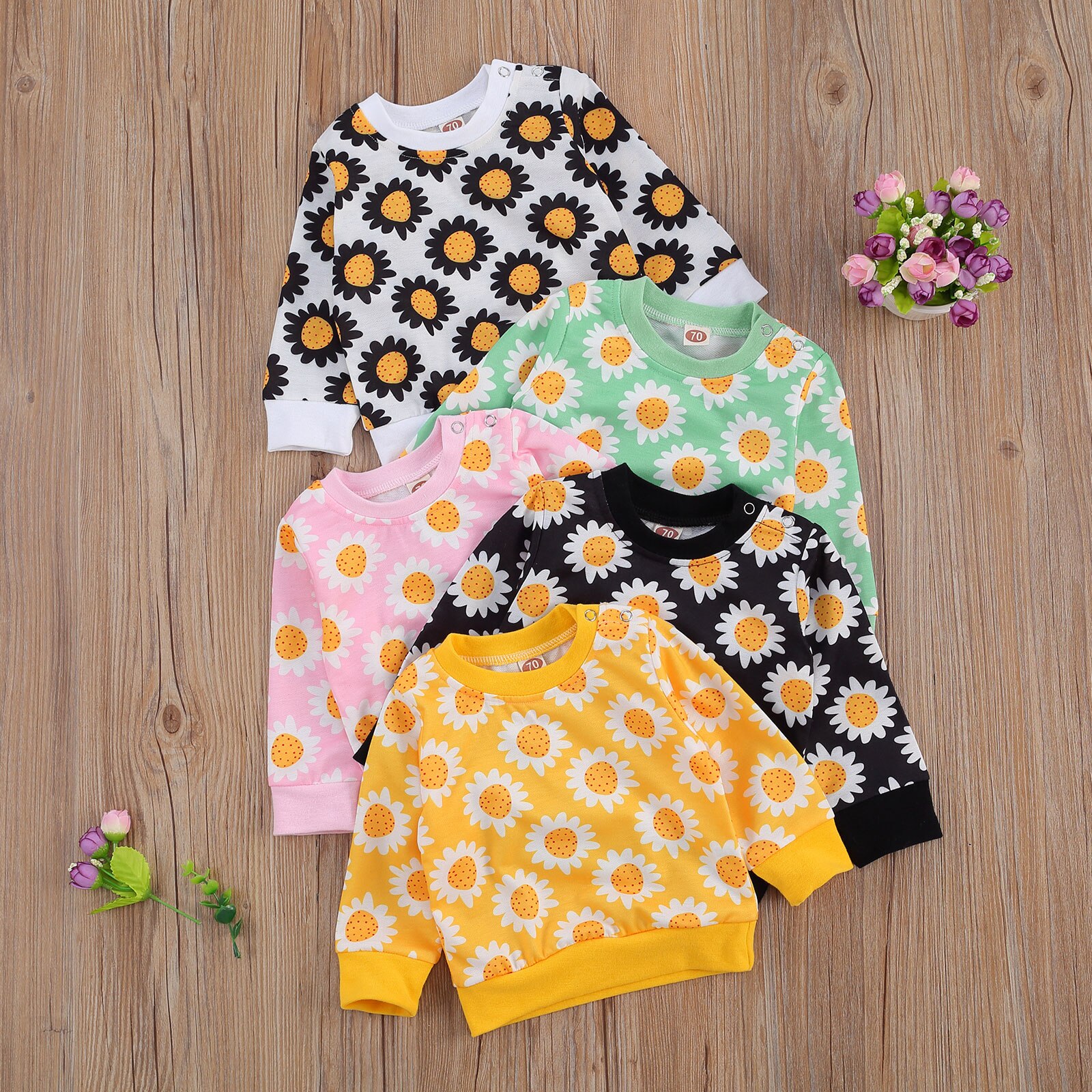 Sweats pour fille 0-24M bébé sweat tournesol hauts de noël pour filles enfants costume non défini bébé fille vêtements sweats à capuche
