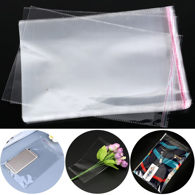 100pcs Transparent Plastic Bags Self Sealing Food Wrap Jewelry Small Bags Home Packaging Storage Kitchen Accessories Pouches