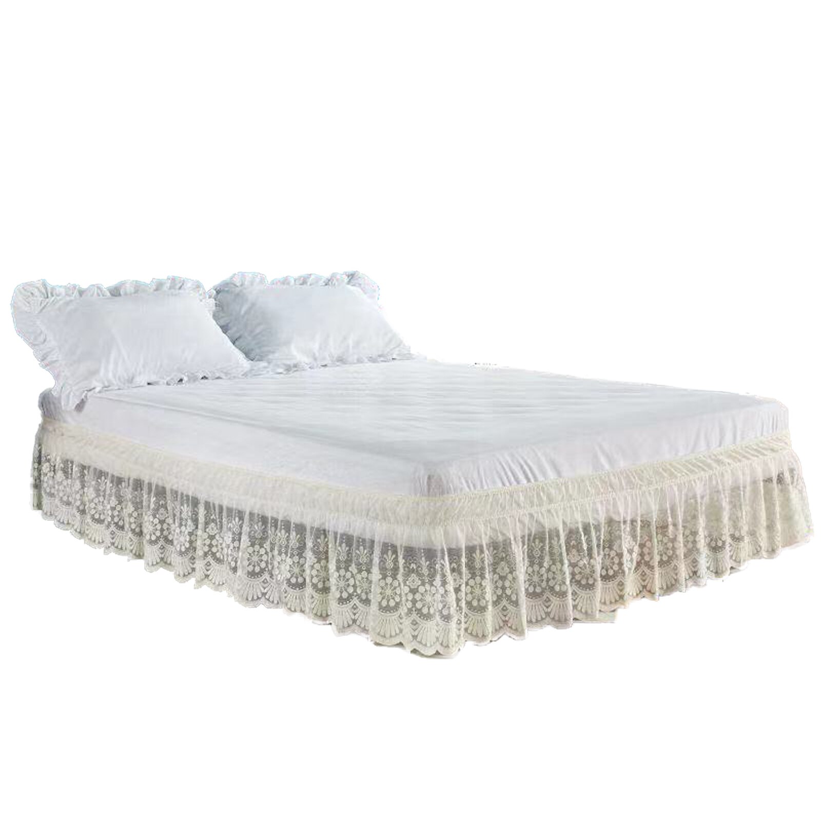 Kant Bed Rok Met Ruches Decoratie Wasbare Zachte Microfiber Dust-Proof Protector Slaapkamer Accessoire: 120x200 38cm / YELLOW