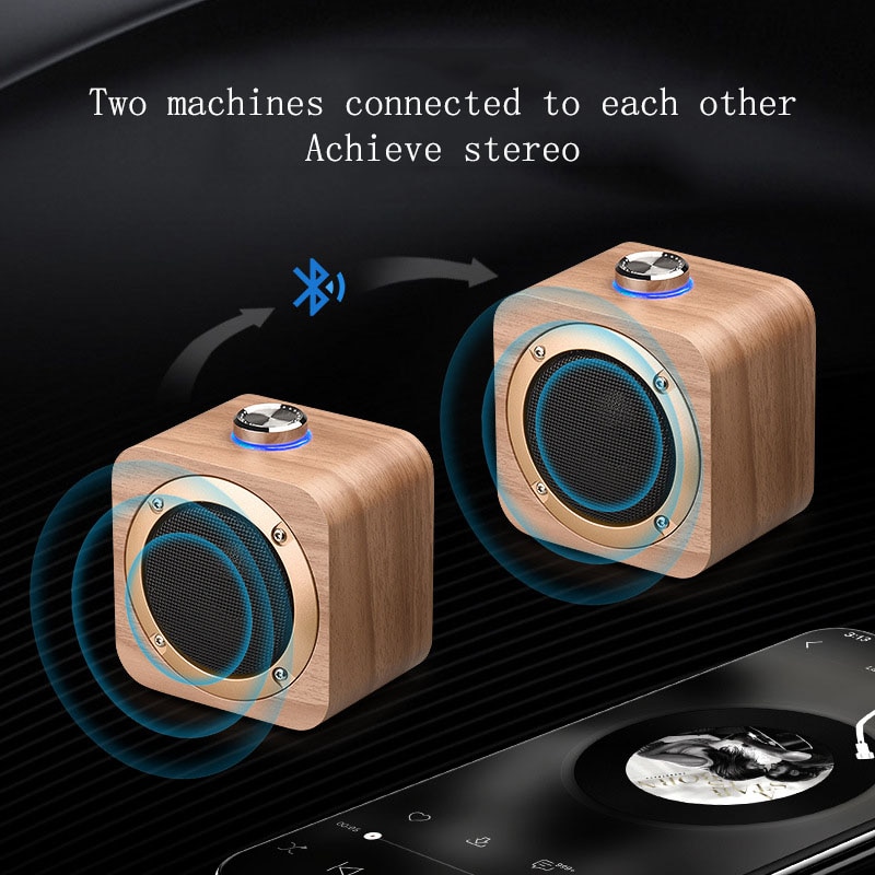 TWS Portable Wood Bluetooth Speaker Wireless Mini Loudspeaker Bluetooth Subwoofer 3D stereo surround for Outdoor, home, office