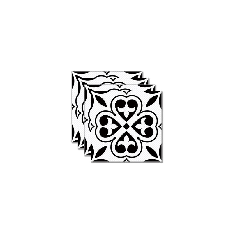4 stuks zwart-witte bloem pvc keramische tegelstickers antislip keper vloerlijm  m0xd: 2