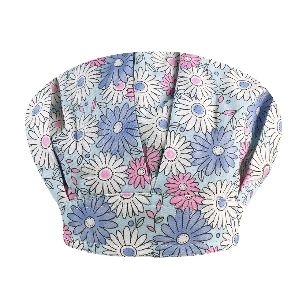 Verpleegkundige Caps Kleine Bloemen Pring Hoeden Verstelbare Lange Haar Scrub Cap Schoonheidssalon Verpleging Cap Laboratorium Pet Shop Scrub hoeden: hat 32078