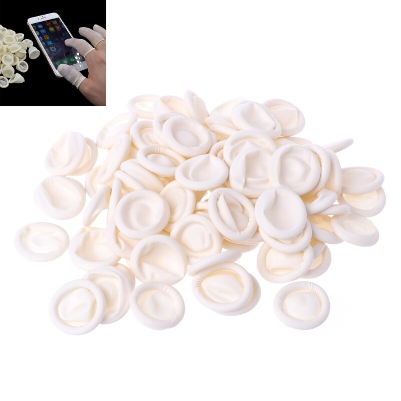 100pcs Disposable Latex Rubber Finger Cots Sets Fingertips Protector Gloves T8NC