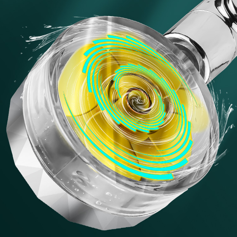 Turbocharged Shower Head Water Saving Flow 360 Degrees Rotating with Filter Rain High Pressure Spray Nozzle Bathroom Accessories