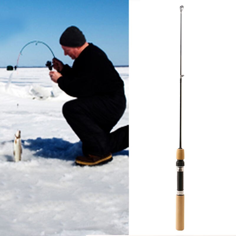 60cm bærbare lommer vinter isfiske fiskestang miniutstyr spinning casting