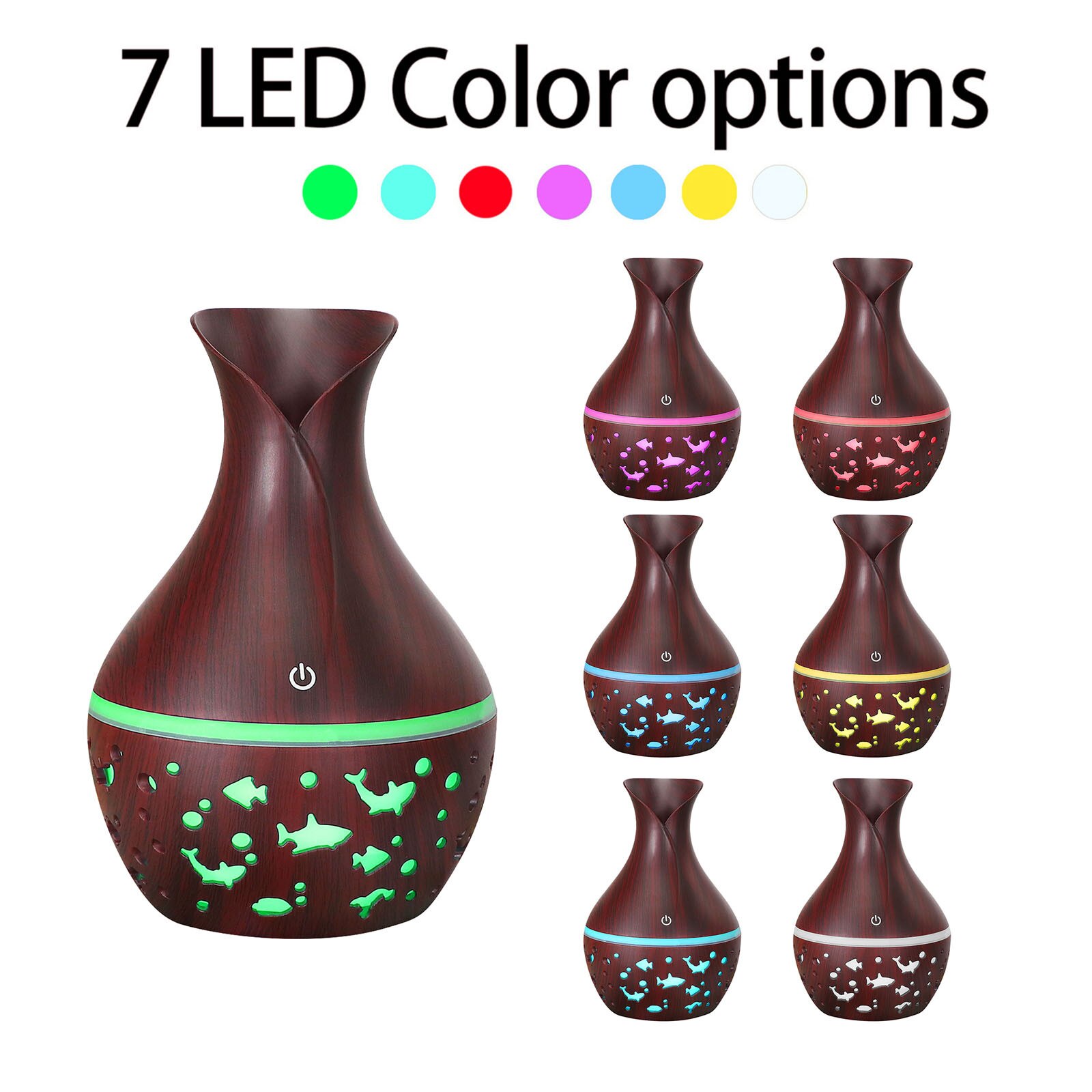 Humidificador de aire con capacidad Usb, difusor de Aroma con luz Led de Color, conversión, fabricante de niebla de aceite, 7 colores, 4 #: Brown