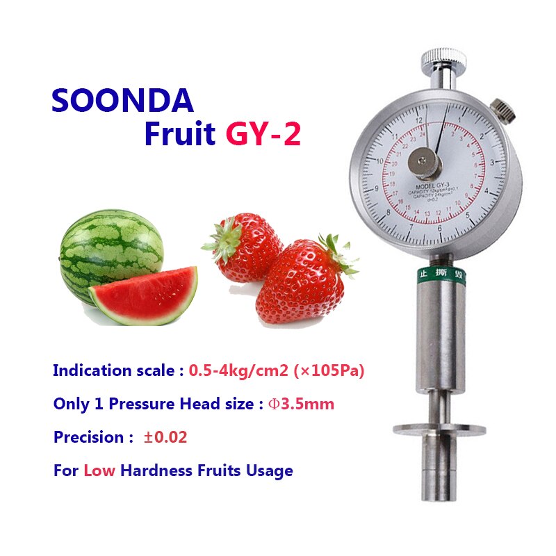 Dial GY-1,GY-2,GY-3 Fruit Hardness Tester Fruit Firmness Determination Banana Apple Strawberry Watermelon Maturity Testing: Durometer Fruit GY-2