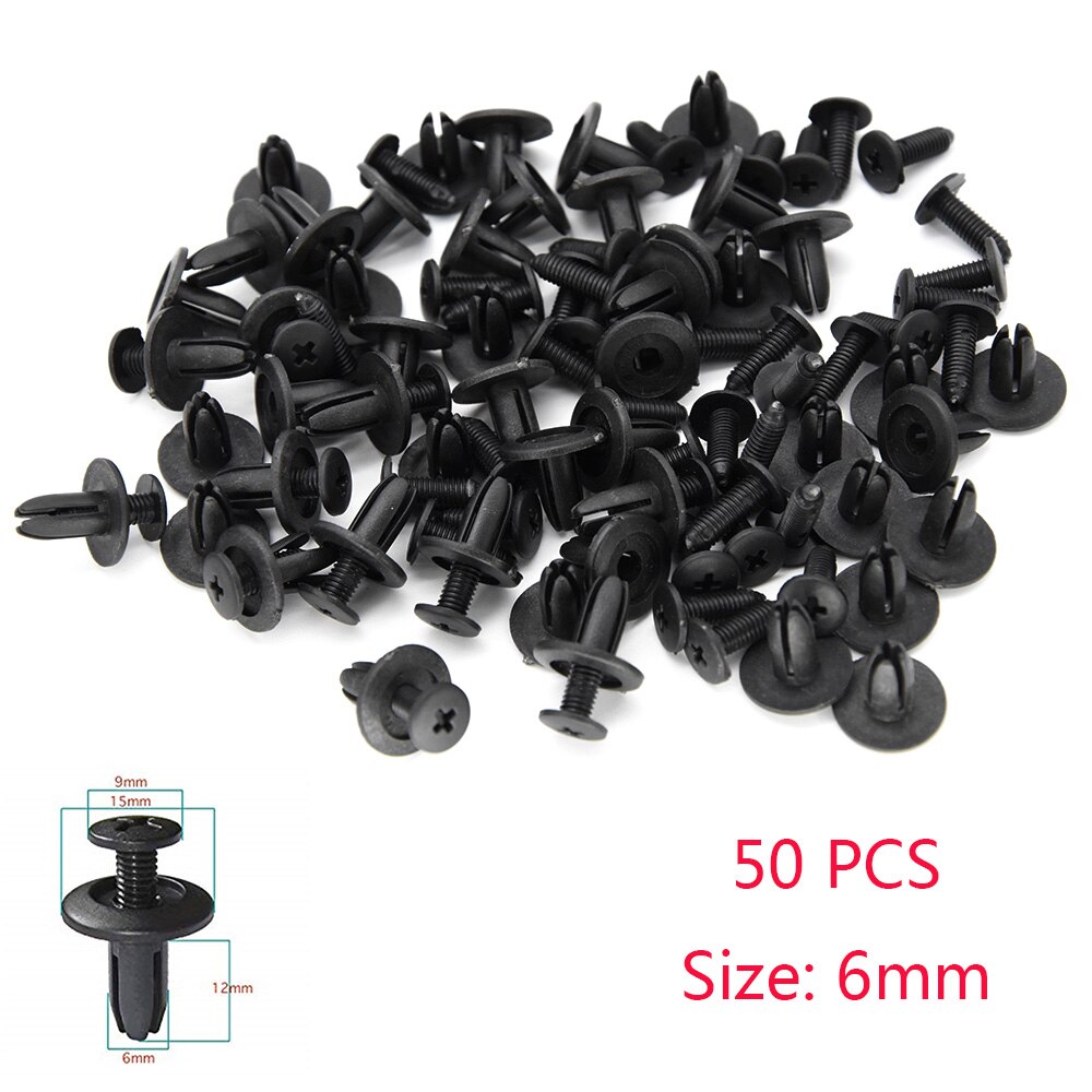 8mm/6mm- hulls nagleholder skyv motordeksel 50 stk automatisk støtfanger feste for bildørbekledning panel klips for universalbil: C0083 50 stk 6mm