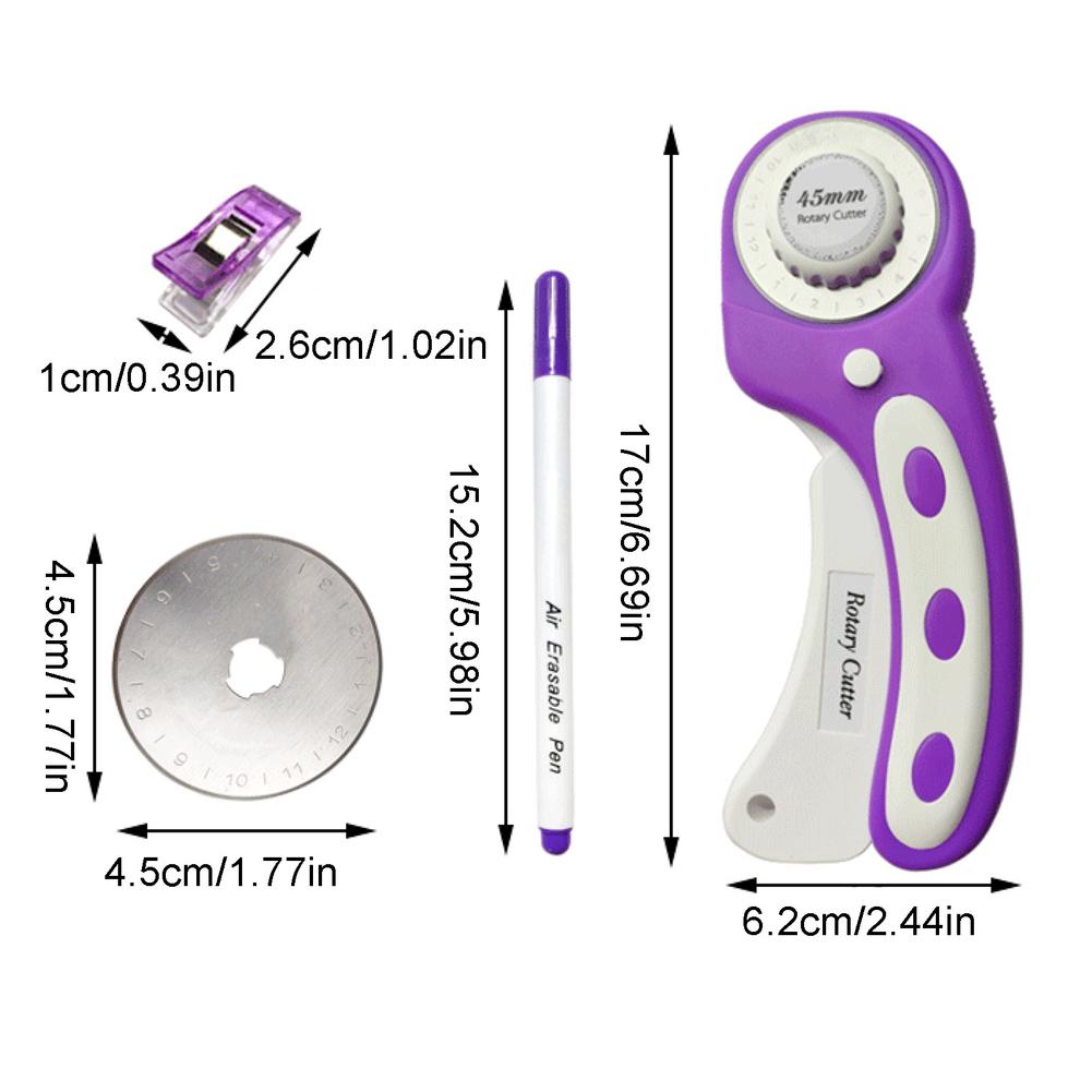 Purple Rotary Cutter Kits 45mm Round Craft Tool For Cutting For Cutting Paper, Fabric, Leather And Plastomer With Sharp Edge