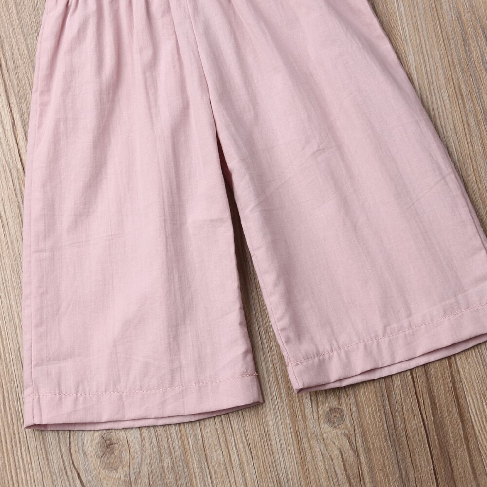 Höst barn bebis flickoverall romper ärmlös volang rosa solid romper jumpsuit ettdelat kläder