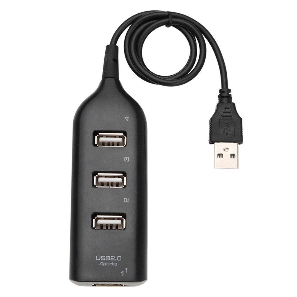 Usb Hub 5Mbps High Speed Multi Usb 2.0 Splitter Duurzaam Praktische Multi-Functionele Klassieke 4 In 1 Power expander Adapter: Black