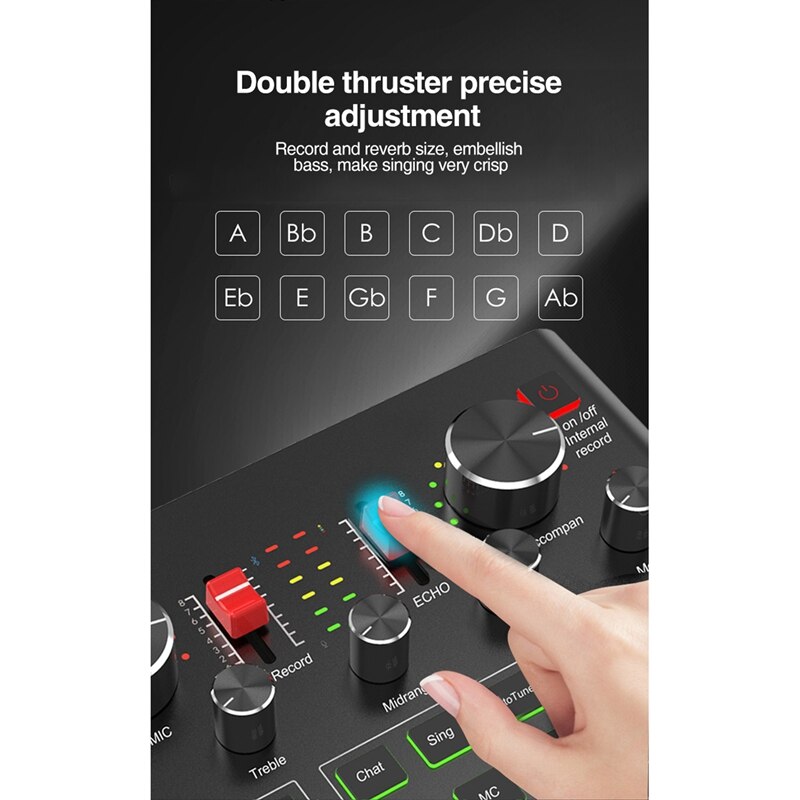-V9X PRO Sound Card,Audio Mixer for Live Broadcast Recording Phone Computer PC Live Recording Home KTV Voice Chat