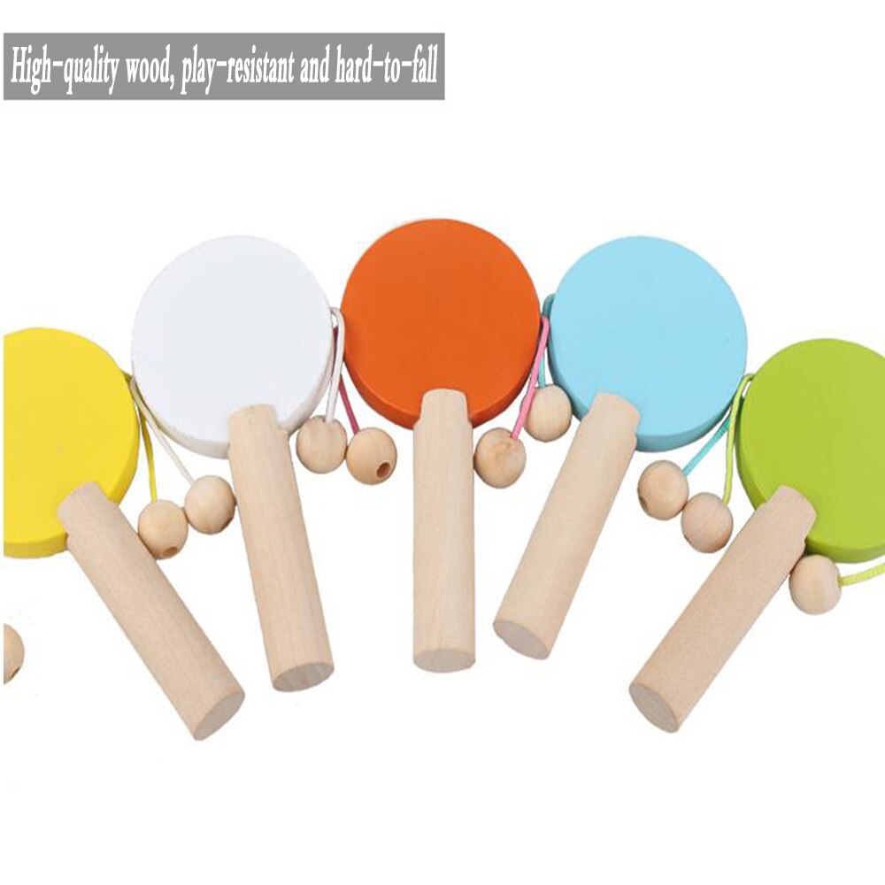FrüHenne schule freundlicher holz welle trommel Traditionelle holz spielzeug holz welle trommel trommel glocken Baby musik spielzeug