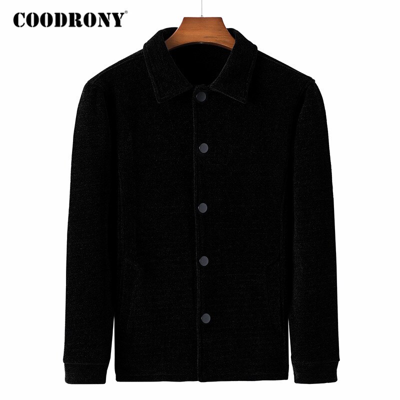 Coodrony merk trui jas heren zakelijk casual breiwerk vest heren herfst winter dikke warme omslagkraag jas top  c1183: Zwart / M