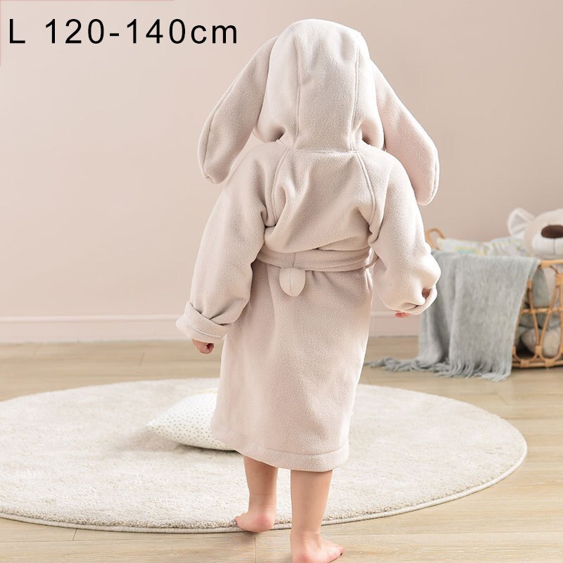 Bata de baño con capucha para niños y niñas, ropa de dormir de 90-140CM, pijamas con animales: Wihte  L